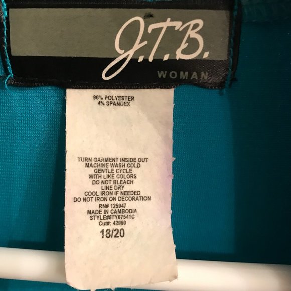 J.T.B. Woman size 18/20 short sleeved jacket with mock tank in aqua - Picture 4 of 12